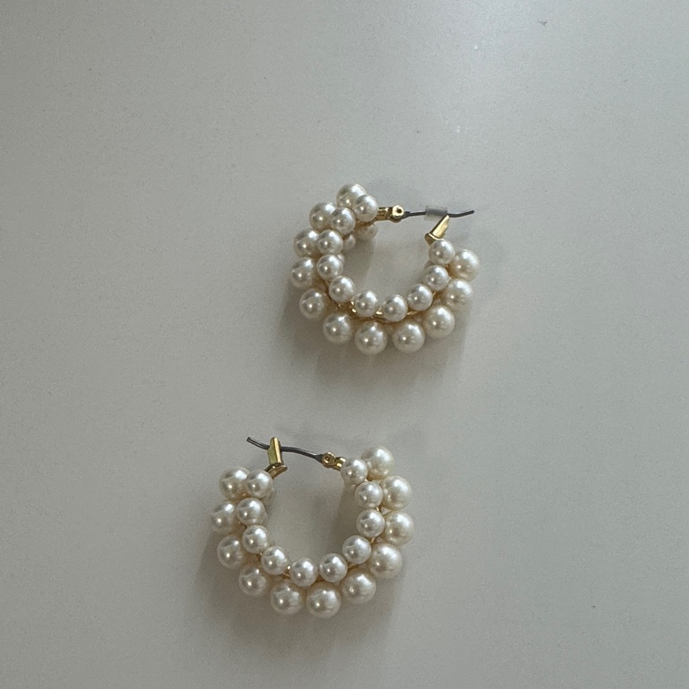 J. Crew | Layered Mini Pearl Hoop Earrings | NWOT